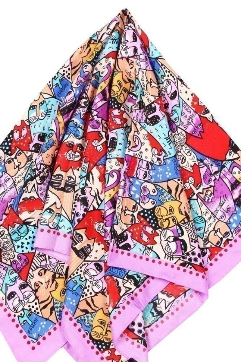 Платок Коты в стиле авангард 90/90 цвет 003