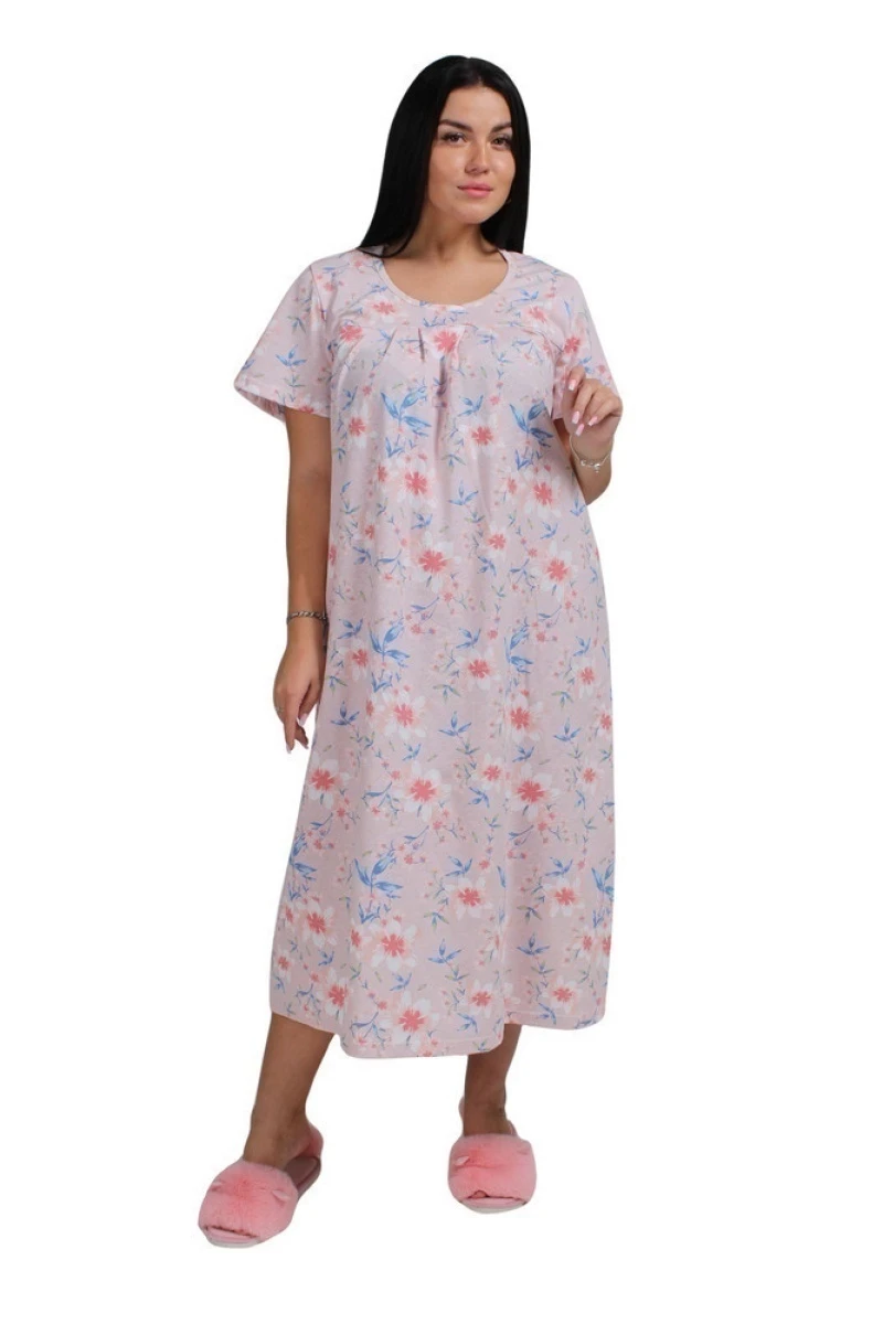 (СК) Ночная сорочка "Соната" розовый, цветы