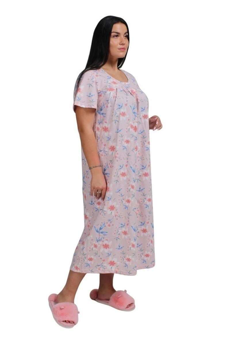 (СК) Ночная сорочка "Соната" розовый, цветы
