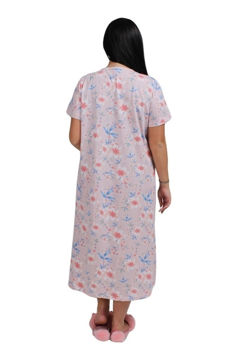 (СК) Ночная сорочка "Соната" розовый, цветы