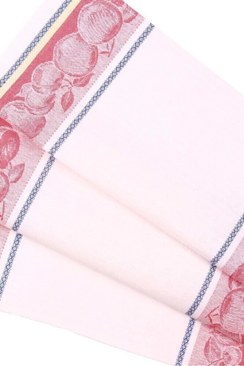 (К) Полотенце лен жаккард 019 фрукты красное - 50/65