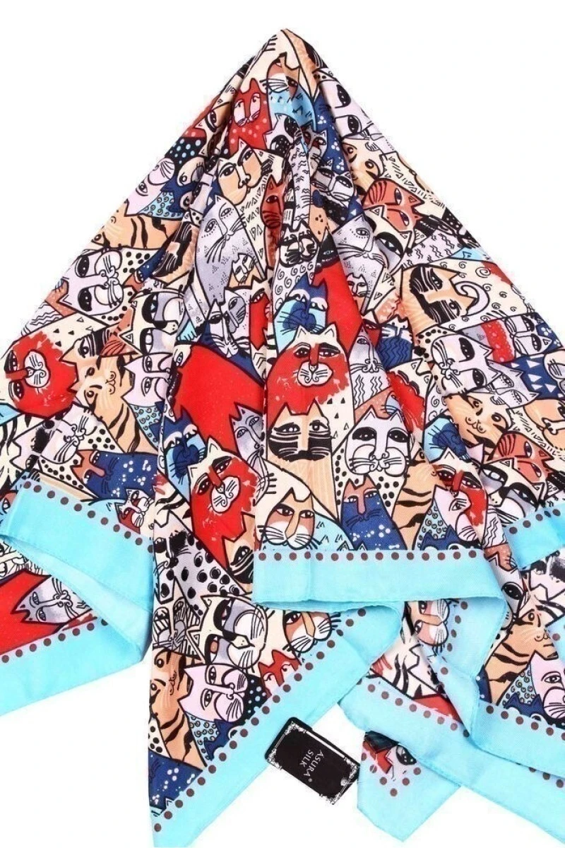 Платок Коты в стиле авангард 90/90 цвет 009