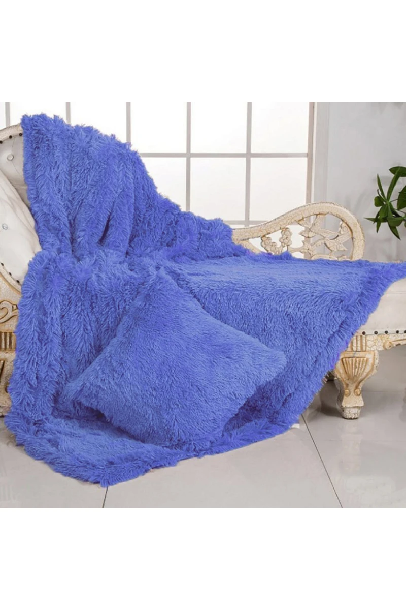 Покрывало-плед шиншилла - васильковый (220х240см)