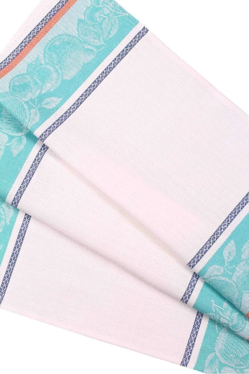 (К) Полотенце лен жаккард 031 фрукты мятное - 50/65