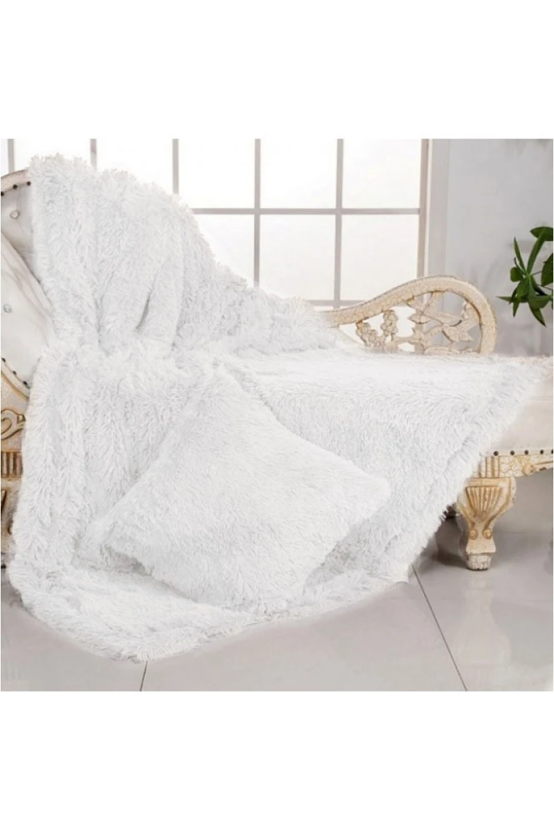 Покрывало-плед шиншилла - белоснежный (220х240см)