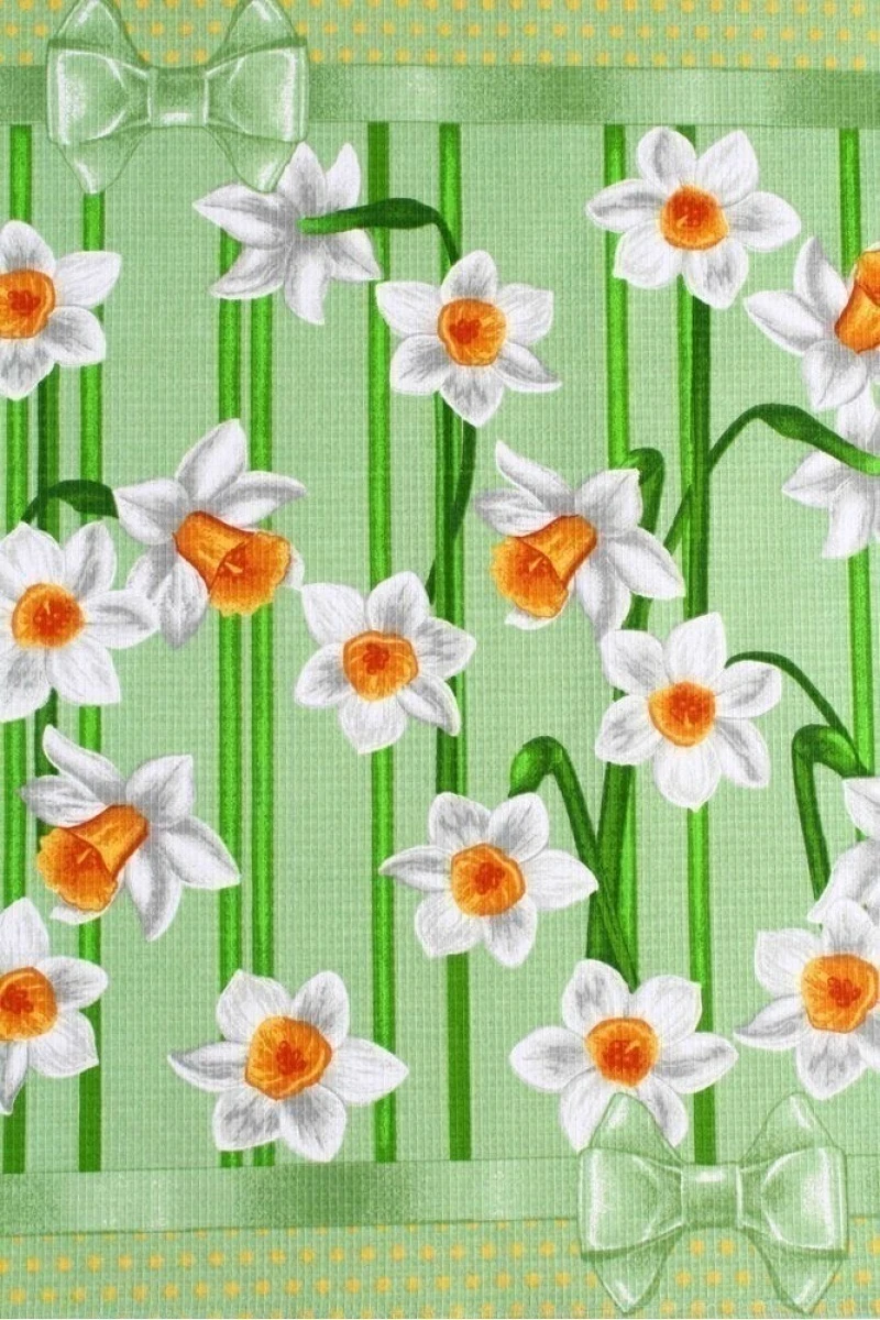 (К) Полотенце вафельное 283 Нарциссы зеленый - 45/60 (по 5 шт. в уп.)