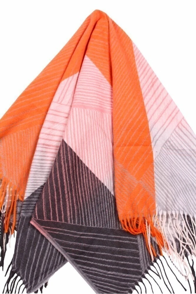 Платок теплый с бахромой CY-2043-1 "Полоса" цвет 6