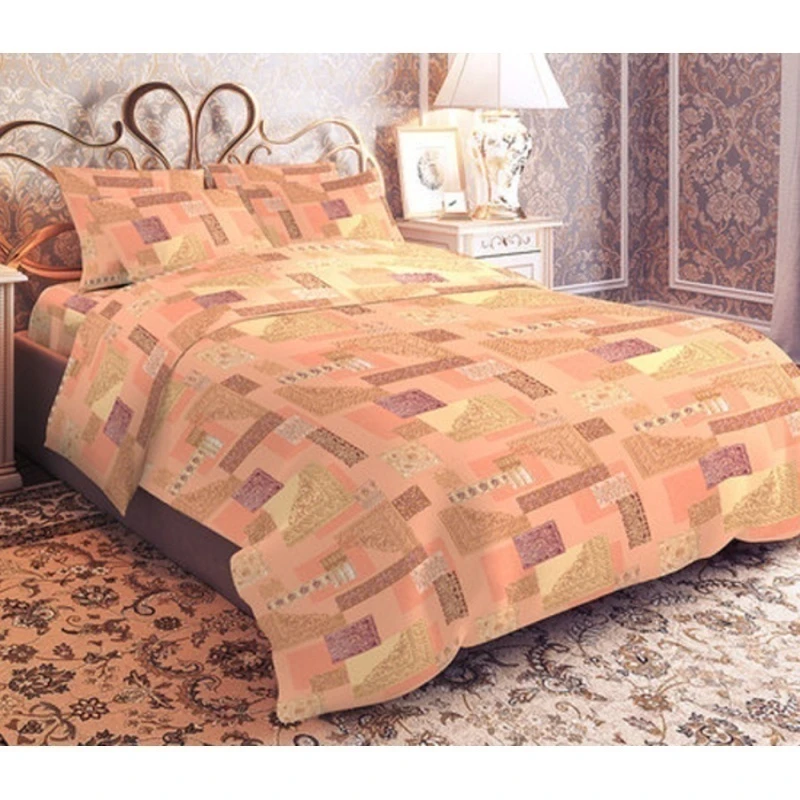 КПБ Кр. талка 125г/м бязь "Арабески" оранж. р.1.5 сп. арт. 1292-3