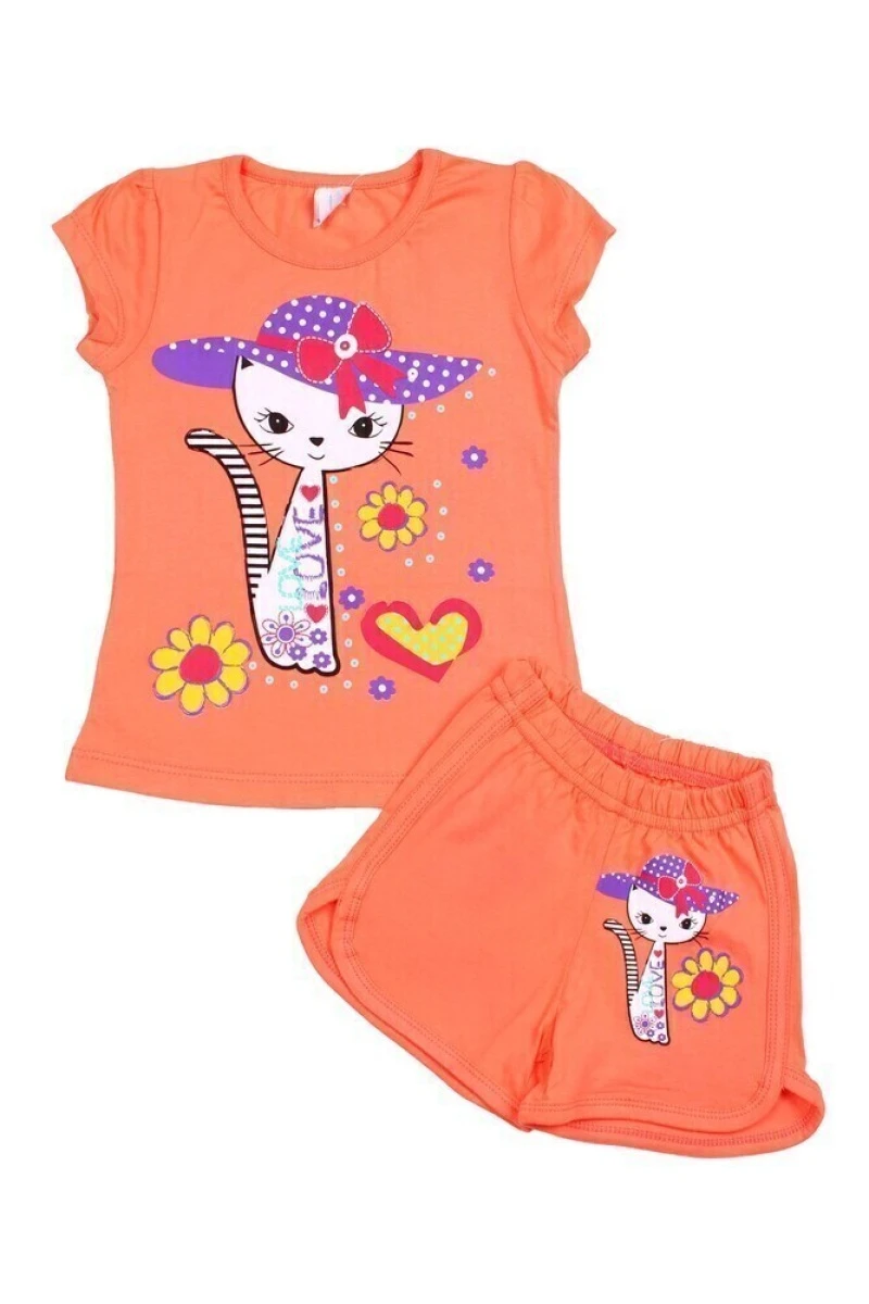 Костюм для девочки "Модница" 005F коралловый