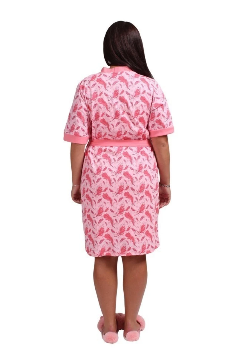 (СК) Комплект с халатом "Милана", коралловый + перья