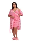 (СК) Комплект с халатом "Милана", коралловый + перья