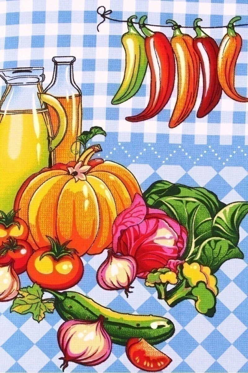 (К) Полотенце вафельное 509 Свежий урожай - 45/60 (по 5 шт. в уп.)