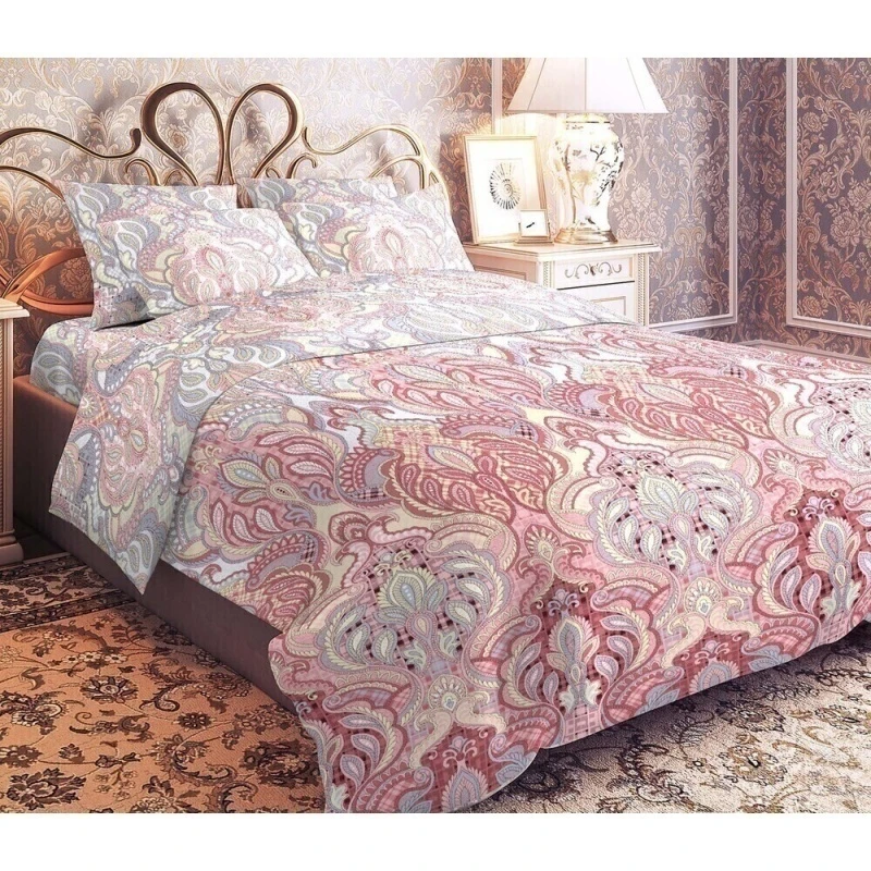 КПБ Кр. Талка 125г/м бязь "Лиза" розовый р. 2.0 сп.Евро арт. 9240-2