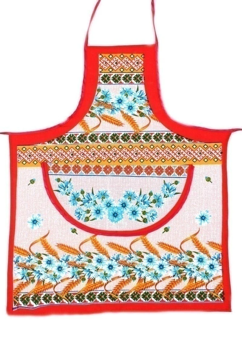 Фартук рогожка "Василек" красный