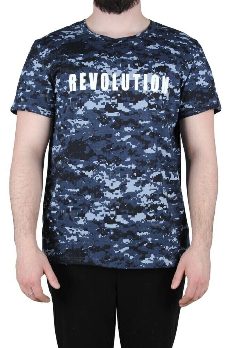 (СК) Футболка мужская "Камуфляж" темно-синий, пиксель