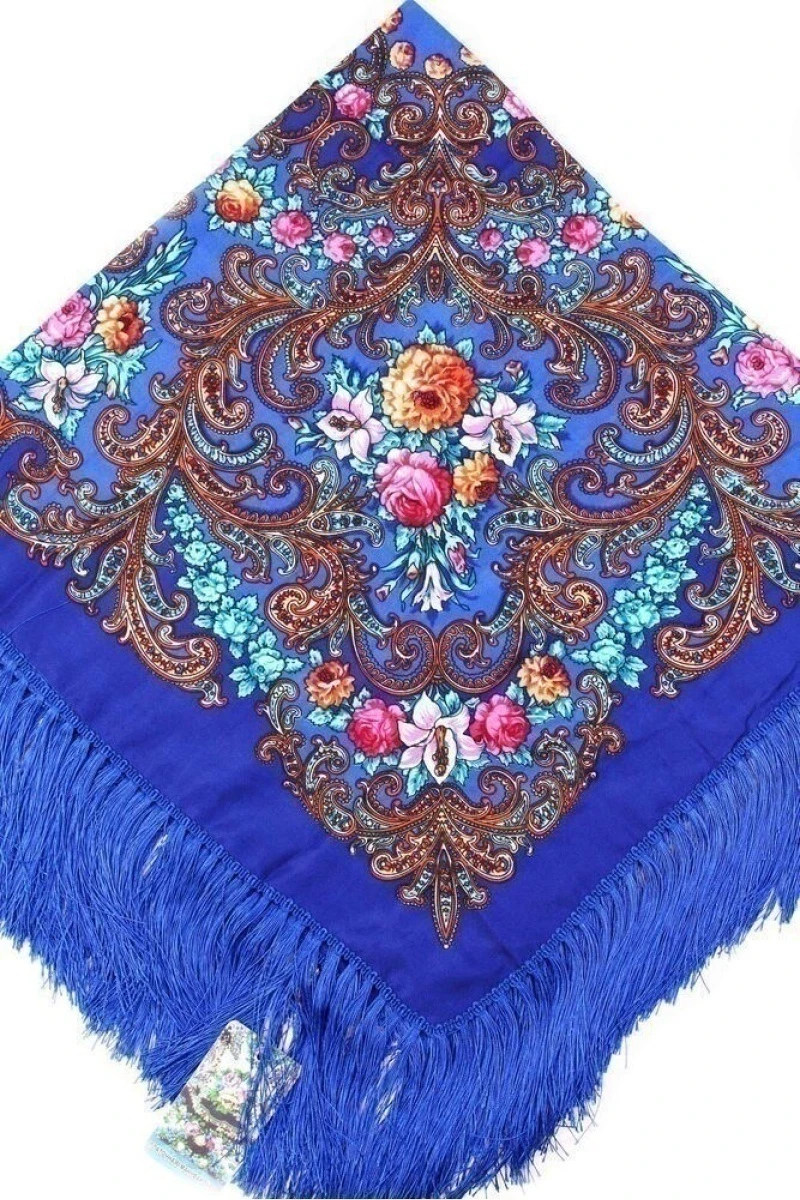 Платок Русский большой 120/120 синий