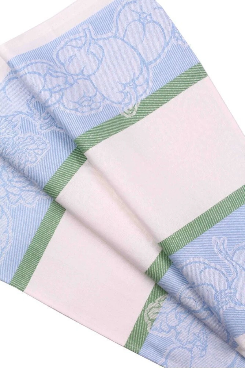 (К) Полотенце лен жаккард 049 овощи голубой - 50/65