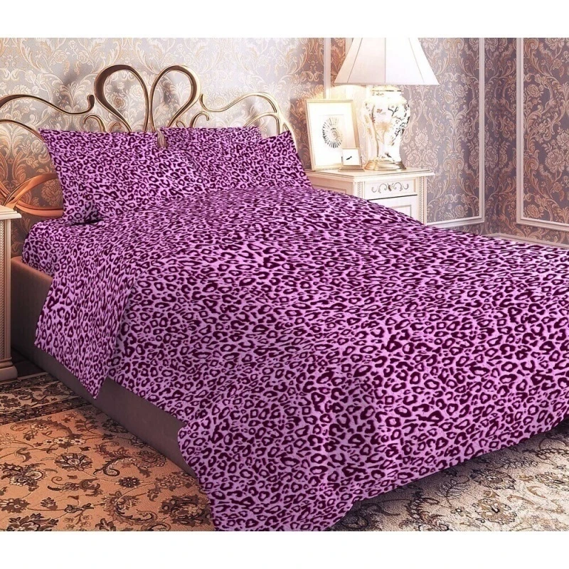 КПБ Кр. талка 125г/м бязь "Леопард" розовый р.1.5 сп. 7964-2