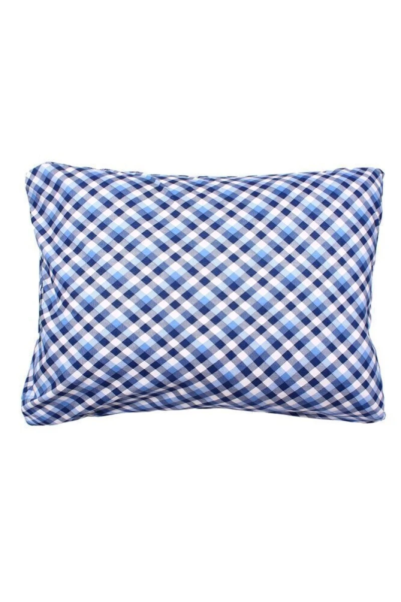 Наволочка трикотажная на молнии "Клетка синяя"