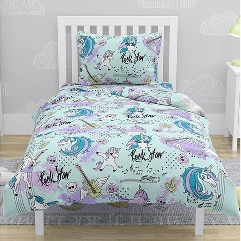 КПБ Кр. талка 125г/м бязь "Единороги" ментол р.1.5 сп. арт. 9460-3