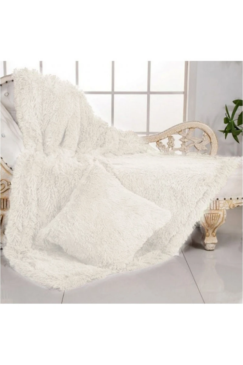 Покрывало-плед шиншилла - белый сахар (220х240см)