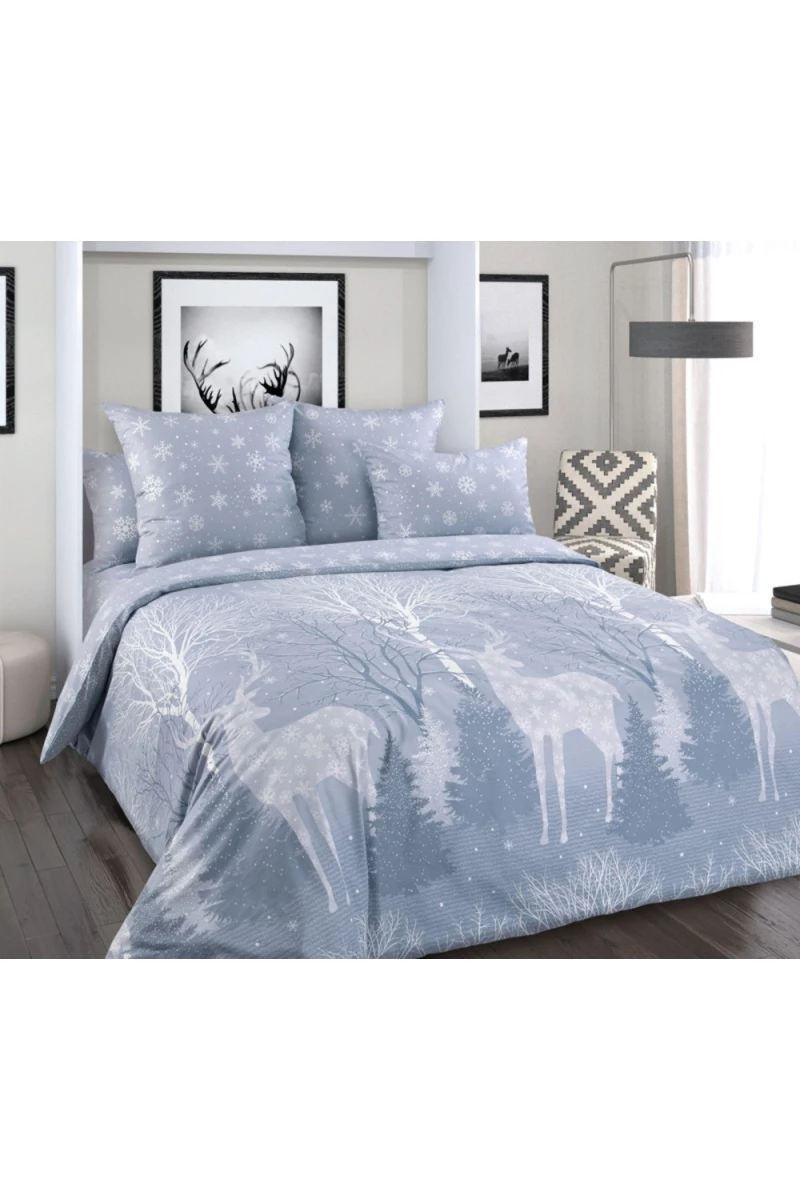 Простыня на резинке перкаль "ТД" 120г/м "Снежная долина 1" арт. 205291 серый тип 2