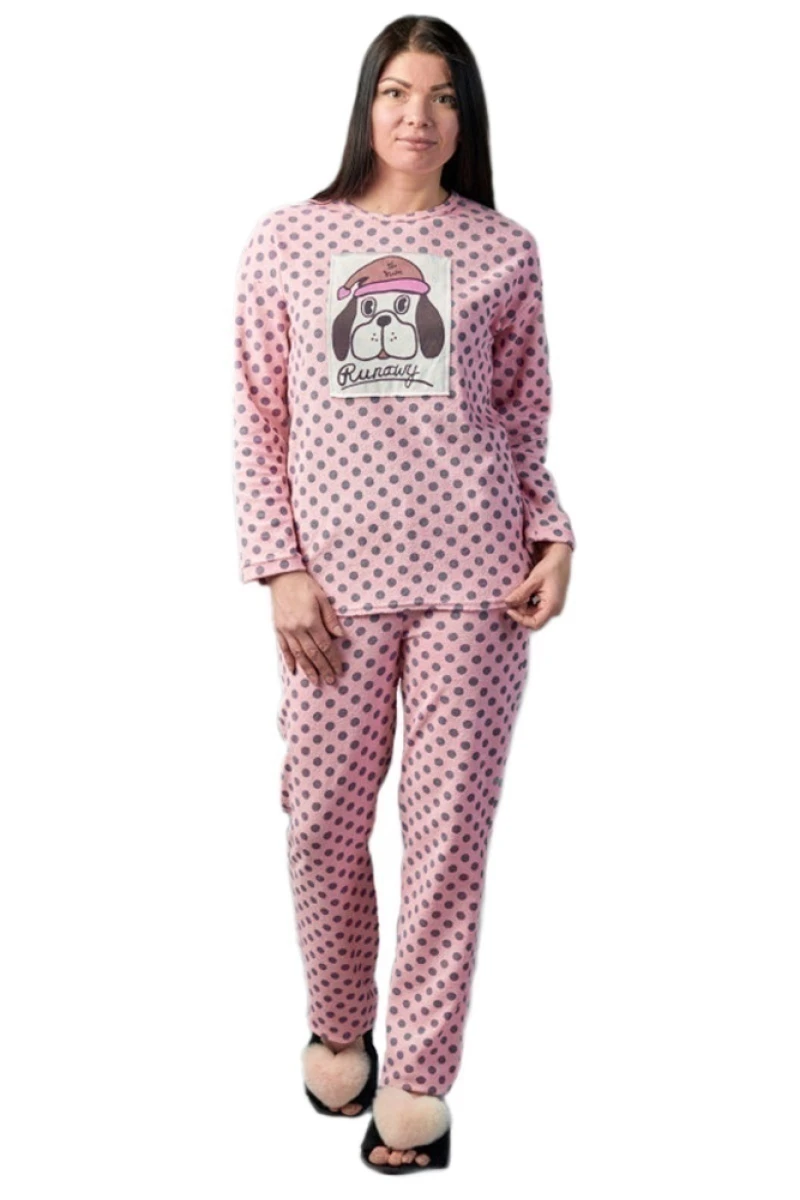 Домашний костюм К 100 (серый горох на розовом)