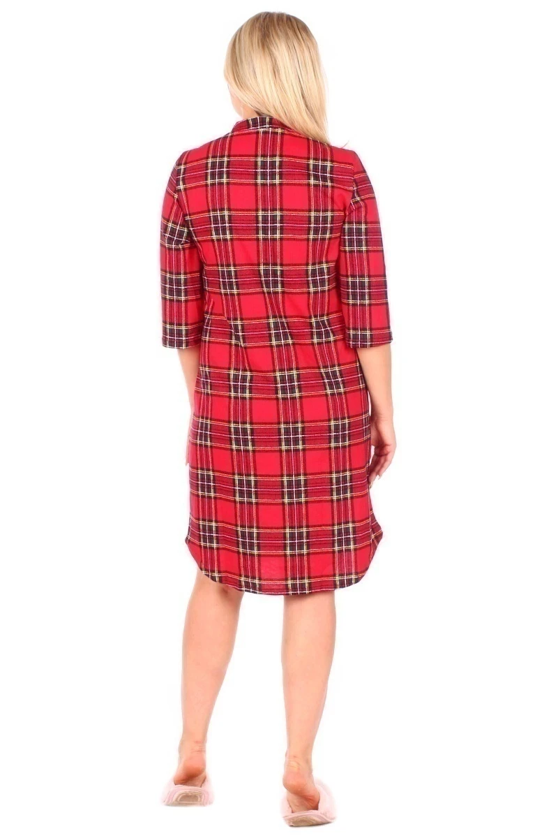 Домашний халат-рубашка в клетку К812