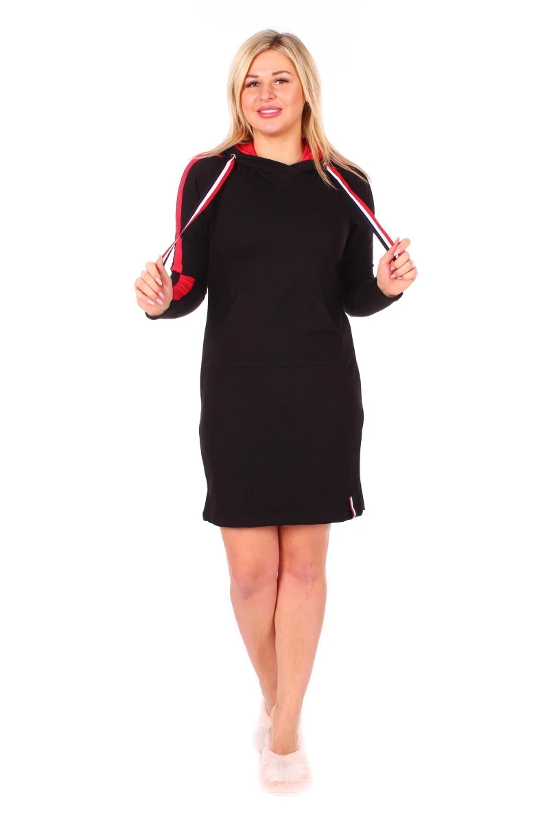 Платье женское в спортивном стиле - 427 - черный с красным