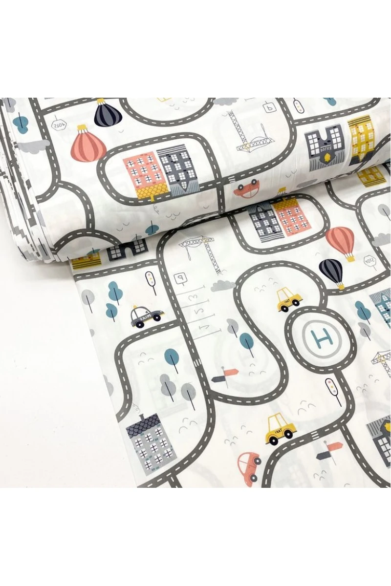 Ткань Хлопок  120г/м2, 150см "Магистраль" на белом арт. 7332/1