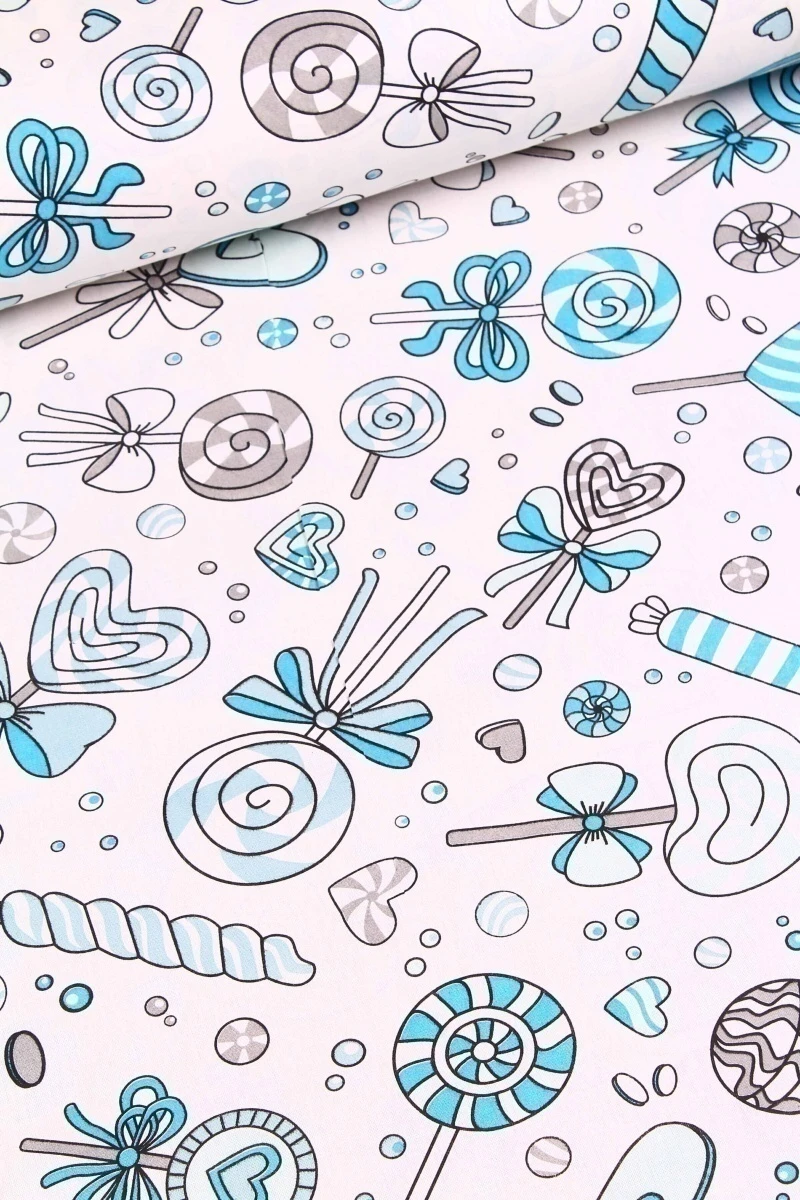 Ткань бязь "ГОС" 120г/м2, 150см "Карамель" бирюза арт. 8107/1