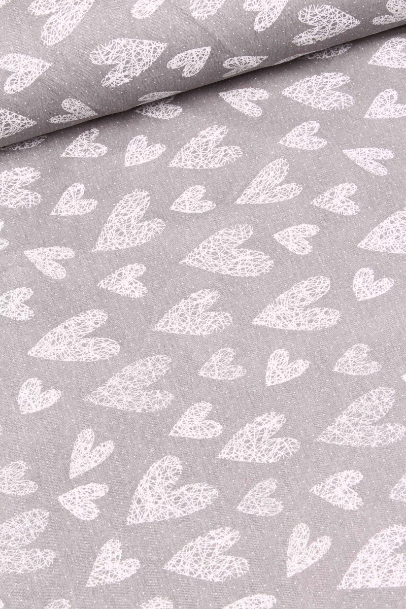 Ткань бязь "ГОС" 120г/м2, 150см "Сердечки вязаные" серые о/м арт. 7295/39