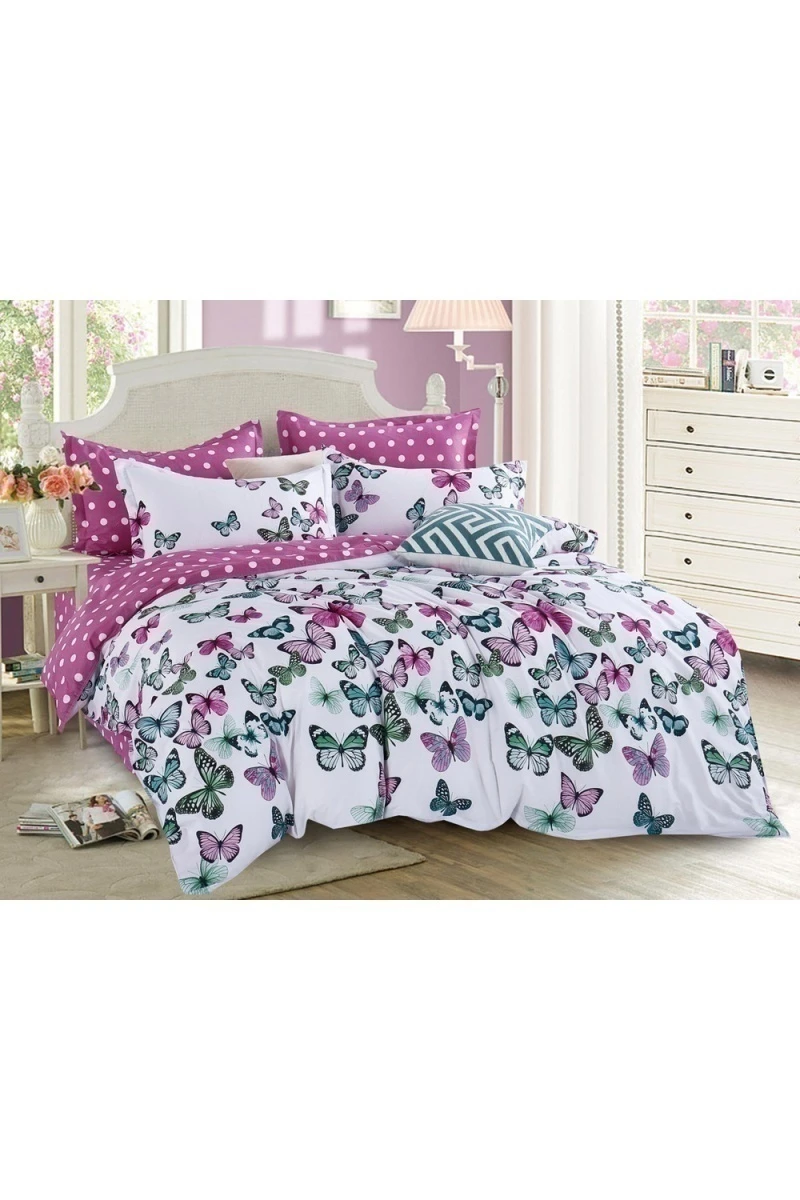 Простыня на резинке "Leo" сатин "Волшебные бабочки" арт. 480-SL тип 1