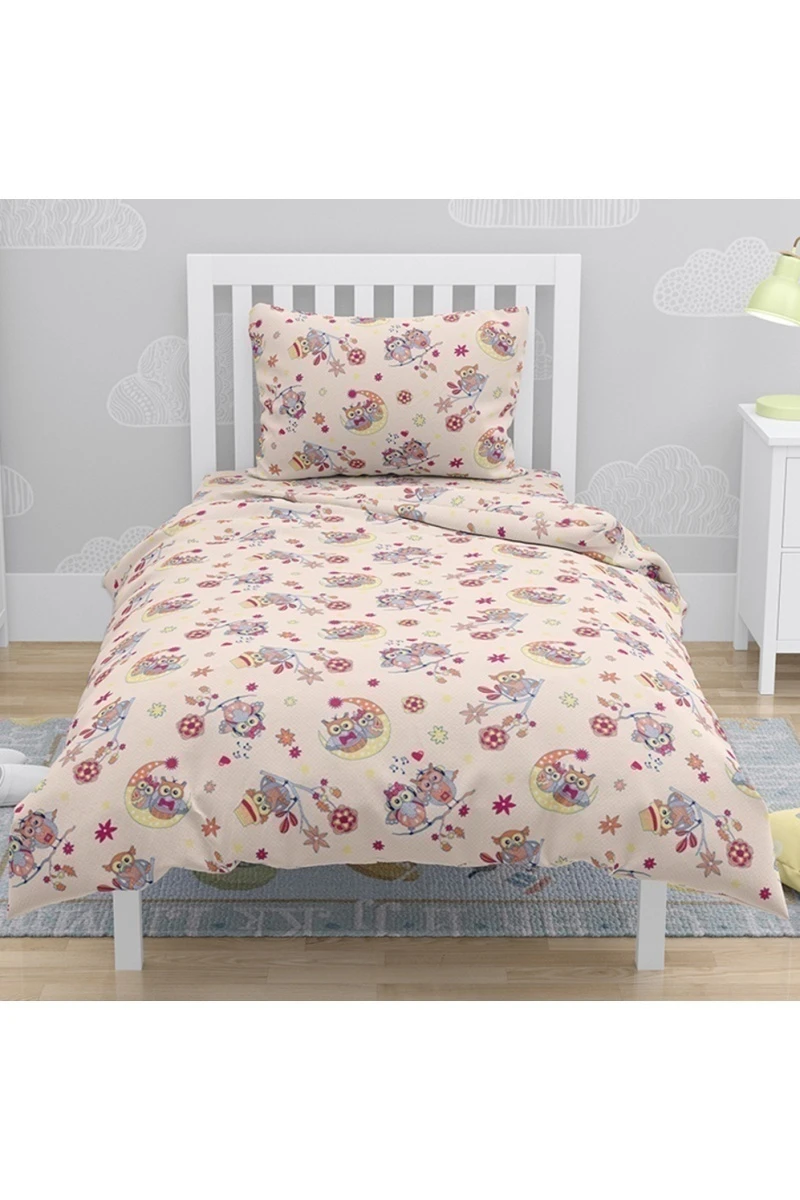 Ткань бязь Кр. талка 125г/м2, 150см "Совушки" бежевый арт. 7559-1