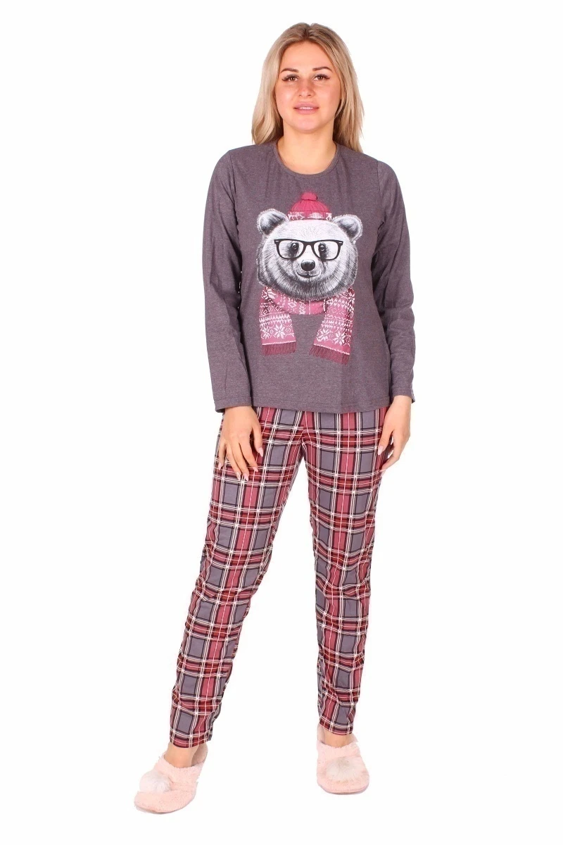 Пижама женская 1-129в (антрацит-меланж 2)