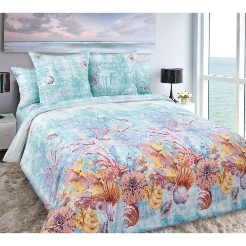 КПБ "ТД" перкаль "Коралловый риф 1" ком. р. 1.5 сп. арт. 206911 голубой