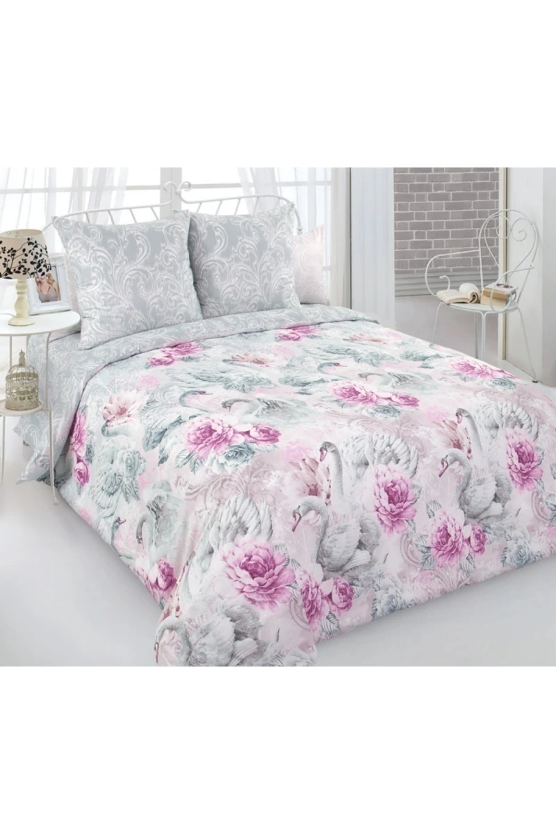 Пододеяльник "ТД" Российский сатин "Танец лебедей 4" арт. 206174 розовый тип 1 + тип 2