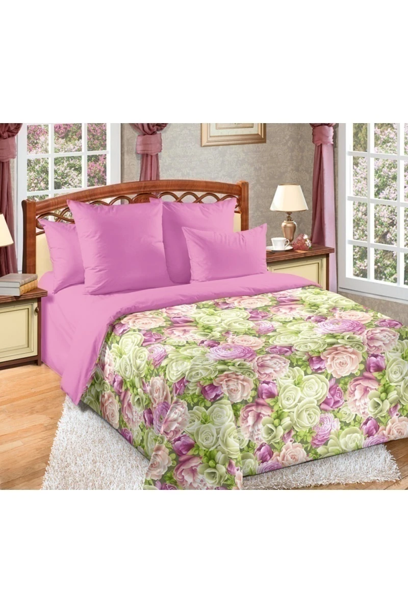 Простыня "ТД" перкаль "Летний сад 1" арт. 201091+1958558 розовый тип 2