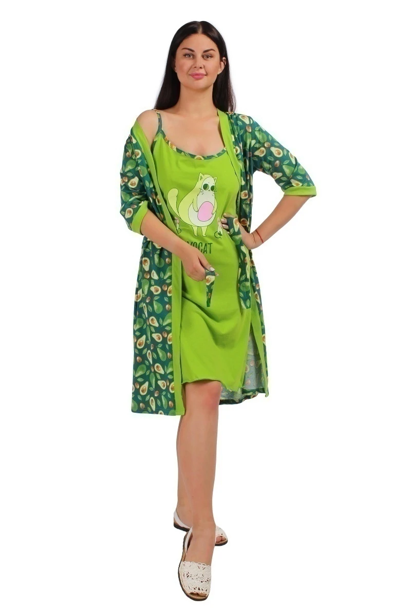 Комплект халат+сорочка  AVOCAT 353 зеленый