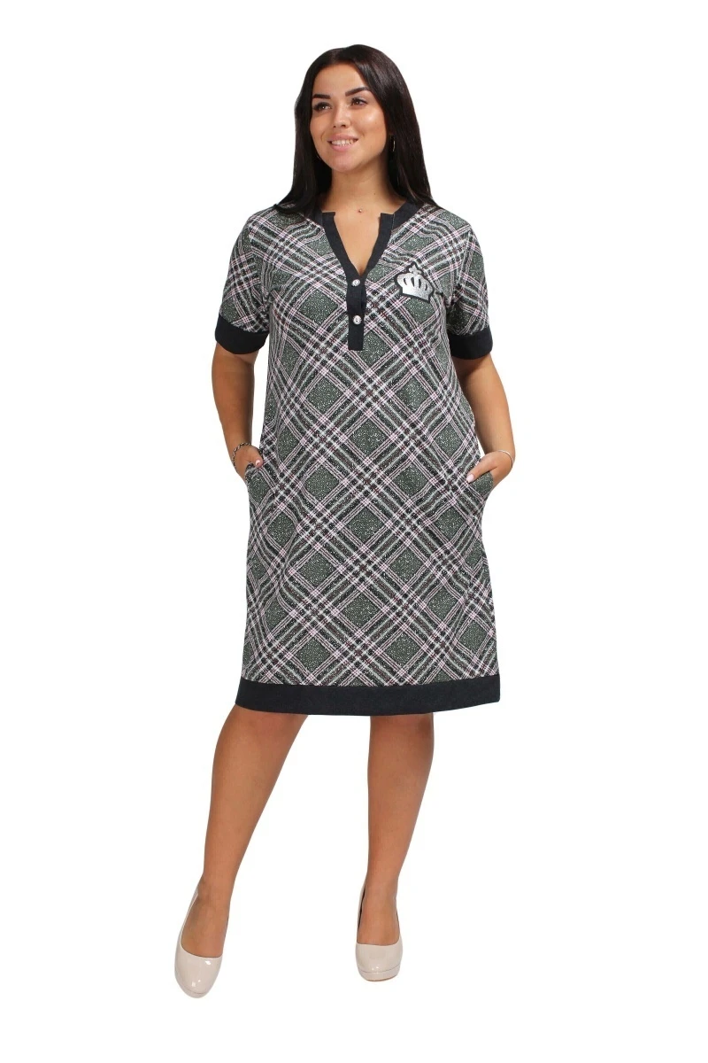 Гармоничное платье в клетку - Corona - 425 - зеленый
