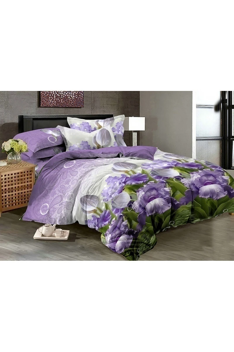 Простыня на резинке поплин "ПолиТекс" "Свежие бутоны" арт. 1829 тип 1