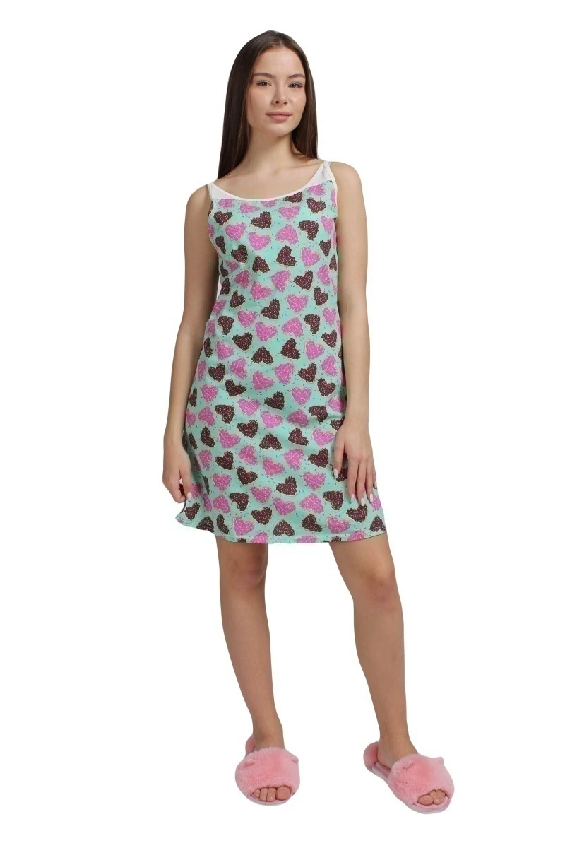 Женская сорочка ЖС 032 (сердечки на ментоловом)