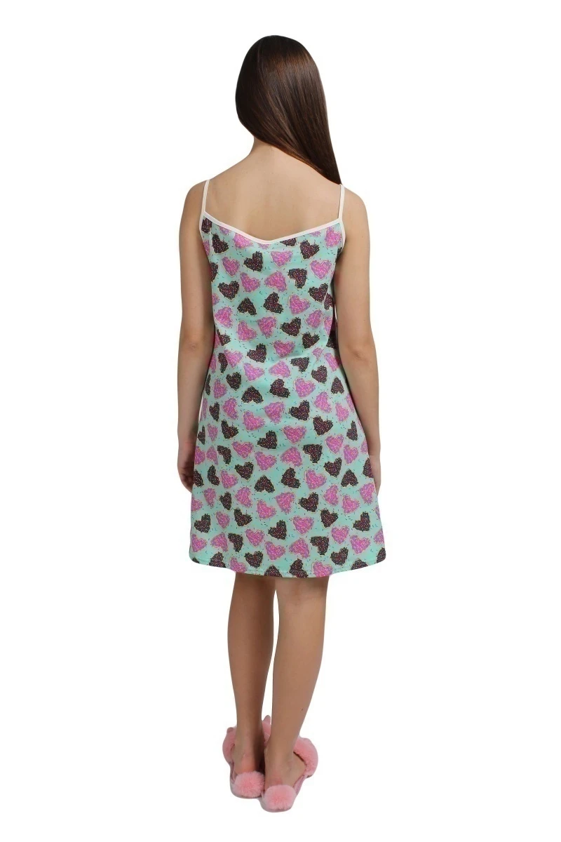 Женская сорочка ЖС 032 (сердечки на ментоловом)