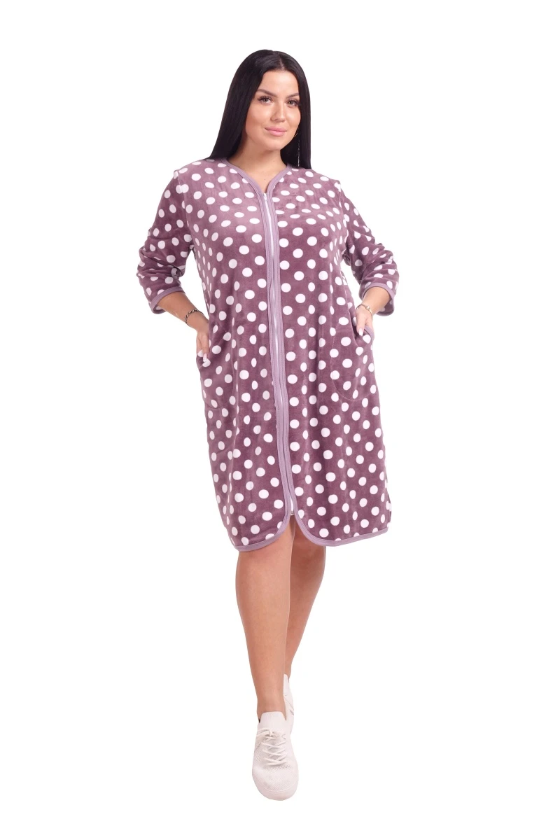 Велюровый халат на молнии Б71К