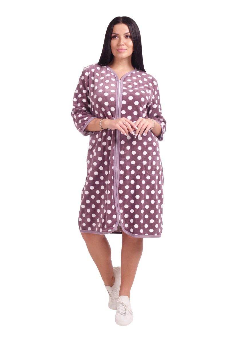 Велюровый халат на молнии Б71К