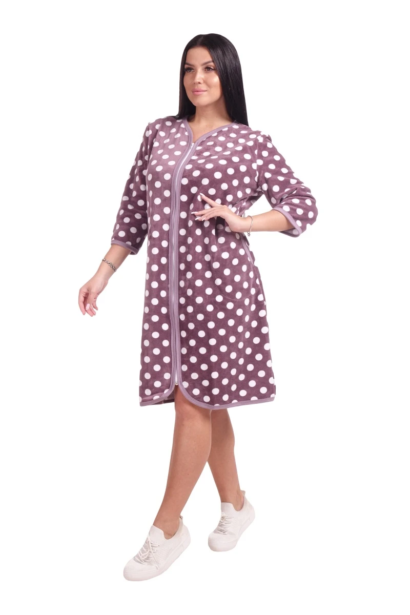 Велюровый халат на молнии Б71К