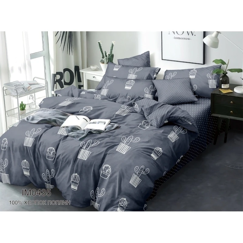 КПБ "Иматекс" поплин "Кактусы в минимализме" ком. р. Семейный арт. IMO435