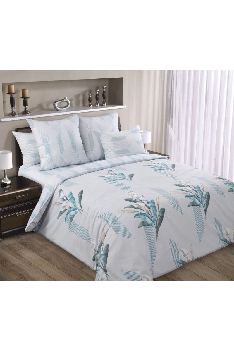 Простыня на резинке перкаль "ТД" "Хельга 1" арт. 208181 голубой тип 2