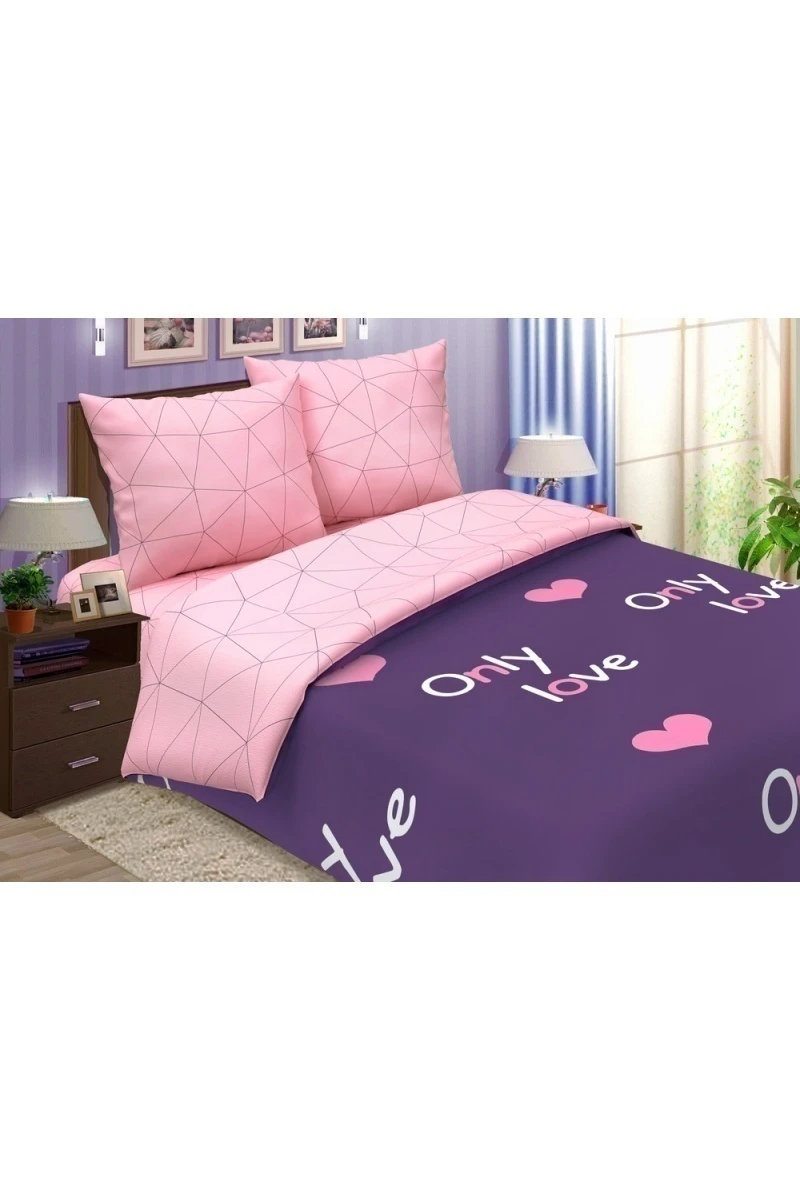 Простыня на резинке поплин "ТТ" "Только любовь.." арт. 767-1+768-1 тип 2