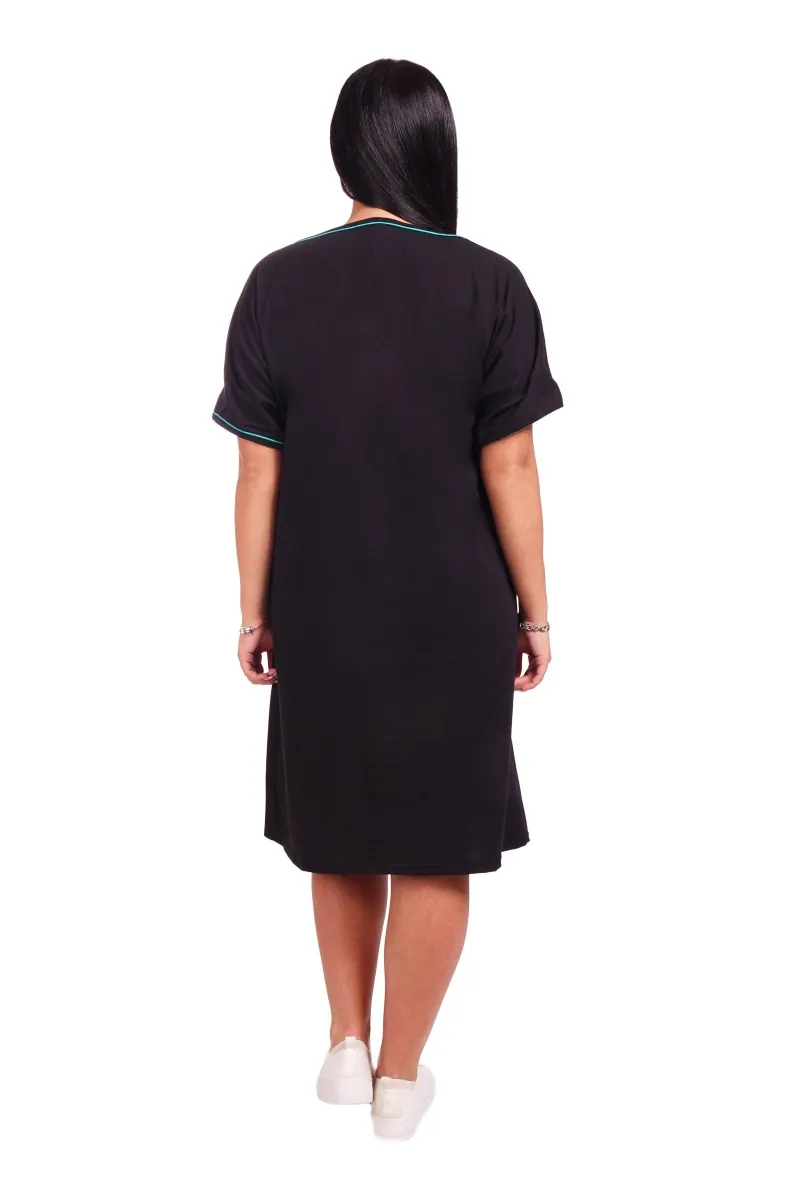 Туника женская макси - Сова - 438 - чёрный